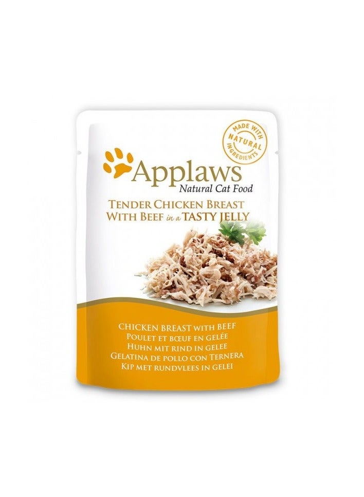 Applaws Chicken with Beef in Jelly Adult Wet Cat Food 70g X 16 Pouch In 1 Box