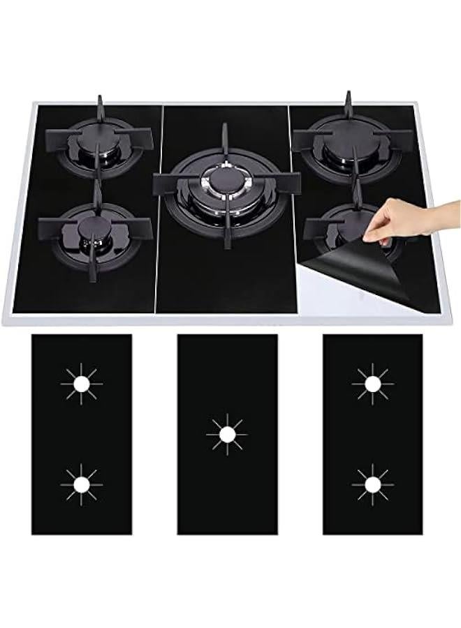 Stove Burner Covers, 0.3 MM Double Thickness Gas Stove Protectors, 5 Holes Reusable Heat Resistan Gas Range Protectors, Non-Stick Washable Stove Top Protectors, Fast Clean Liners for Kitchen/Cooking