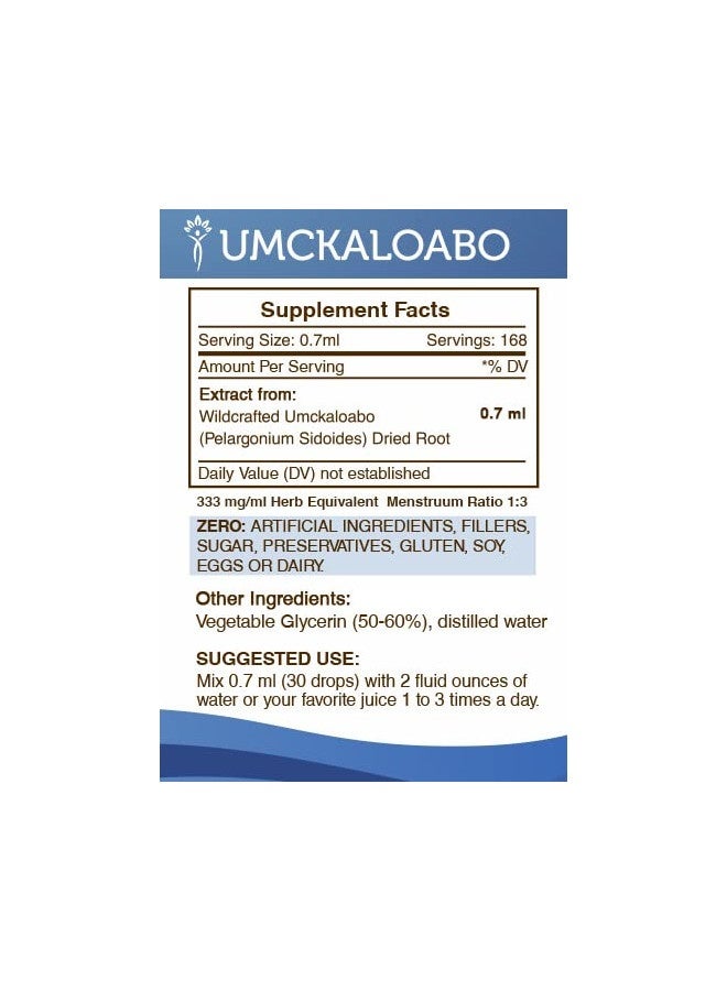 Secrets of the Tribe - Umckaloabo Tincture Alcohol-Free Extract, Wildcrafted Umckaloabo (Pelargonium Sidoides) Dried Root 4 Fl Oz