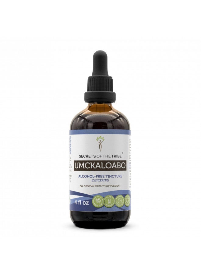 Secrets of the Tribe - Umckaloabo Tincture Alcohol-Free Extract, Wildcrafted Umckaloabo (Pelargonium Sidoides) Dried Root 4 Fl Oz