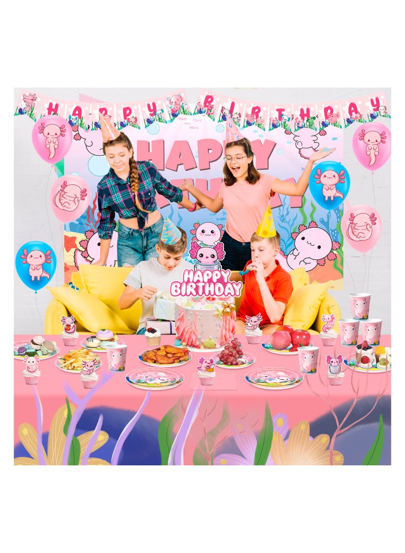 Cartoon Birthday Decorations Party Supplies,162pcs Cartoon Party Decorations&Cartoon Tableware Set- Cartoon Party Plates Napkins Tableclot Backdrop Balloons Banner etc Cartoon Birthday Party Supplies