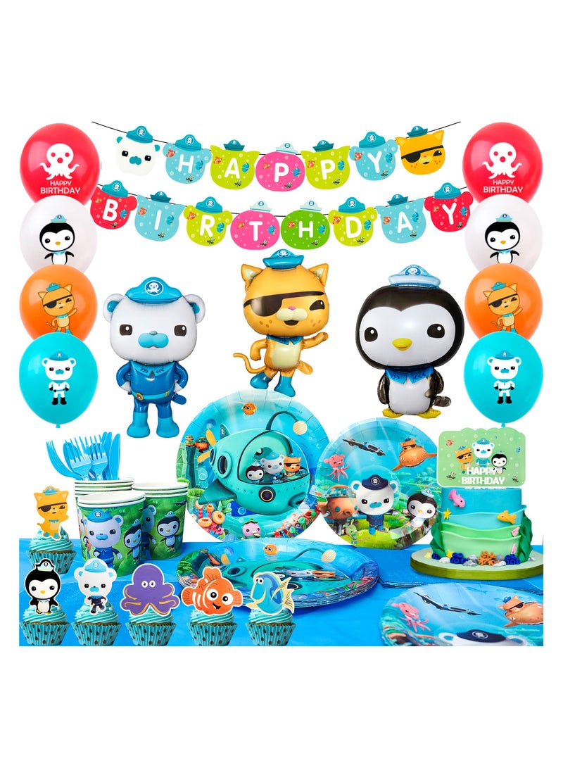 The Octonauts Party Supplies,114pcs Octonauts Birthday Decorations & Tableware Set- Octonauts Party Plates Tablecloth Banner Balloon etc Octonauts Decorations