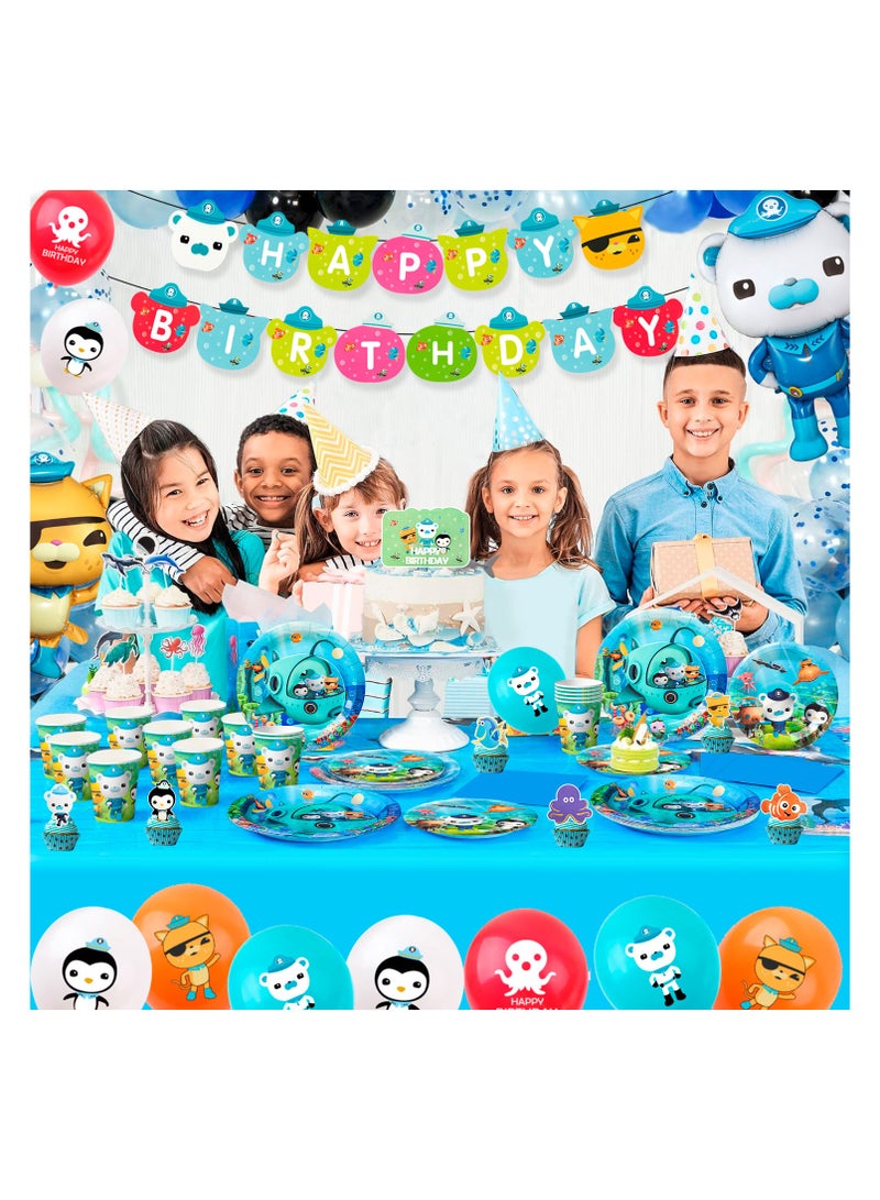 The Octonauts Party Supplies,114pcs Octonauts Birthday Decorations & Tableware Set- Octonauts Party Plates Tablecloth Banner Balloon etc Octonauts Decorations