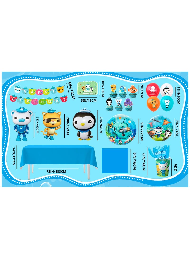 The Octonauts Party Supplies,114pcs Octonauts Birthday Decorations & Tableware Set- Octonauts Party Plates Tablecloth Banner Balloon etc Octonauts Decorations