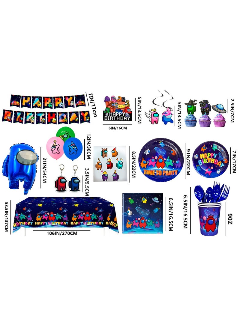 among us Birthday Party Supplies,171pcs among us Party Decorations&Tableware Set-among us Party Plates Cups Tablecloth Banner Cake Topper Balloons etc