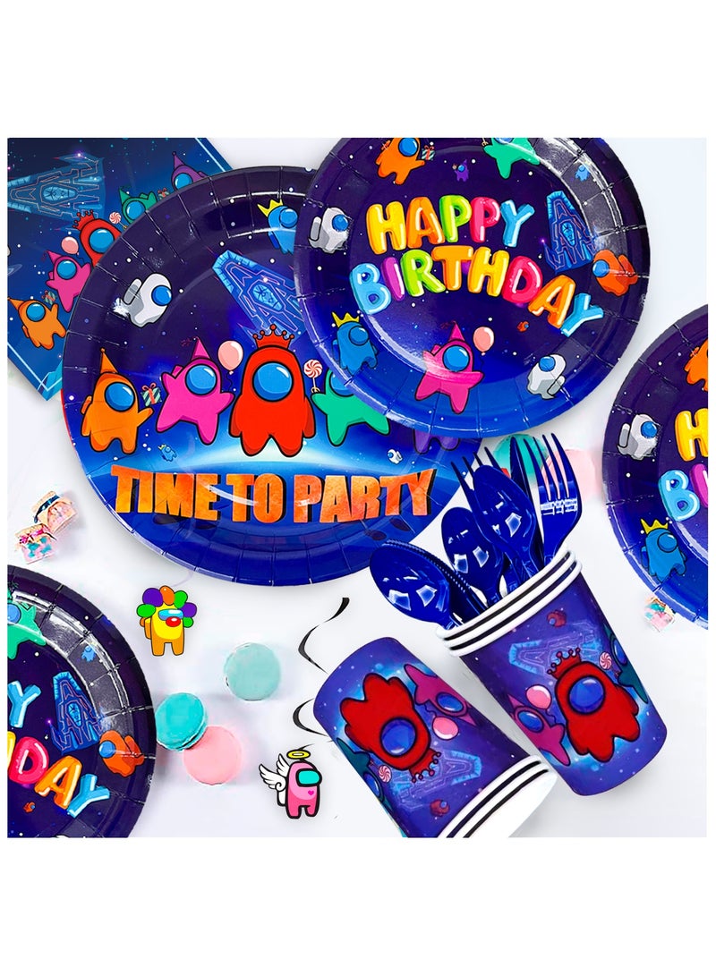 among us Birthday Party Supplies,171pcs among us Party Decorations&Tableware Set-among us Party Plates Cups Tablecloth Banner Cake Topper Balloons etc