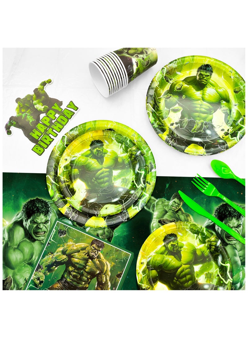 Hulk Birthday Party Supplies, 112pcs Hulk Party Decorations & Tableware Set Including Hulk Cake Topper Cups etc Hulk Themed Birthday Party Decorations Supplies