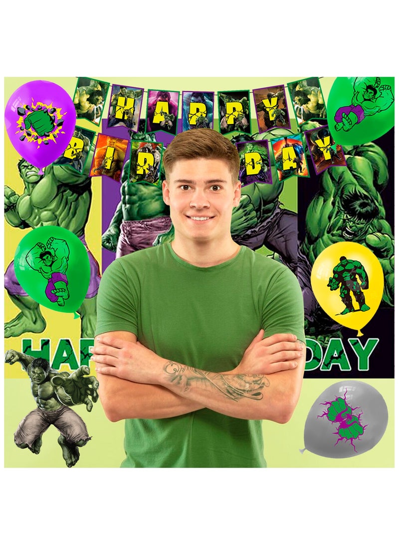 Hulk Birthday Party Supplies, 112pcs Hulk Party Decorations & Tableware Set Including Hulk Cake Topper Cups etc Hulk Themed Birthday Party Decorations Supplies