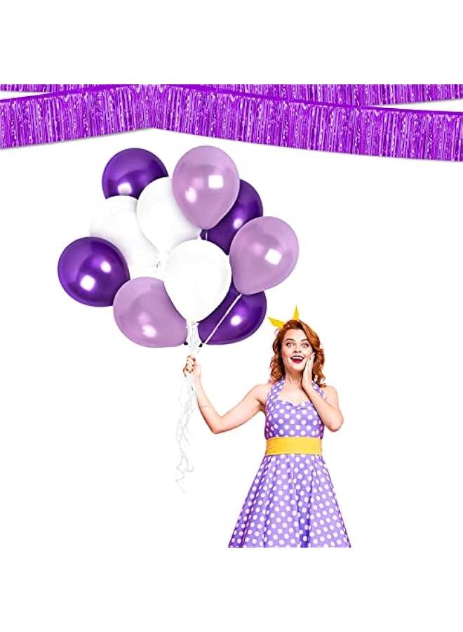 6 Pack 10 Feet Foil Fringe Garland Metallic Tinsel Banner Wall Hanging Curtain Streamers Backdrop for Parade Floats Bachelorette Wedding Birthday Party Thanksgiving  Decorations(Purple)