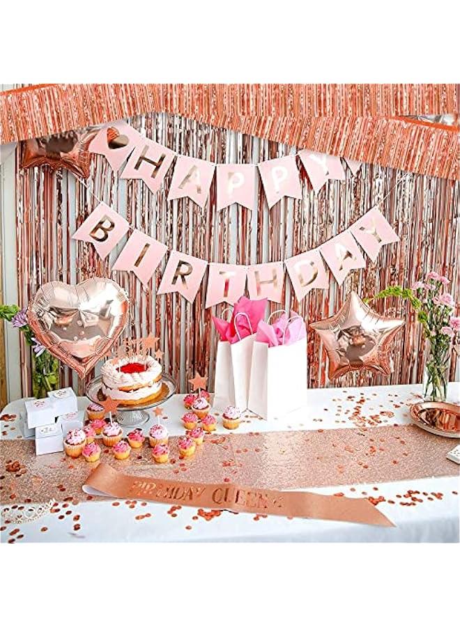 6 Pack 10 Feet Foil Fringe Garland Metallic Tinsel Banner Wall Hanging Curtain Streamers Backdrop for Parade Floats Bachelorette Wedding Birthday Party Thanksgiving  Decorations(Rose Gold)