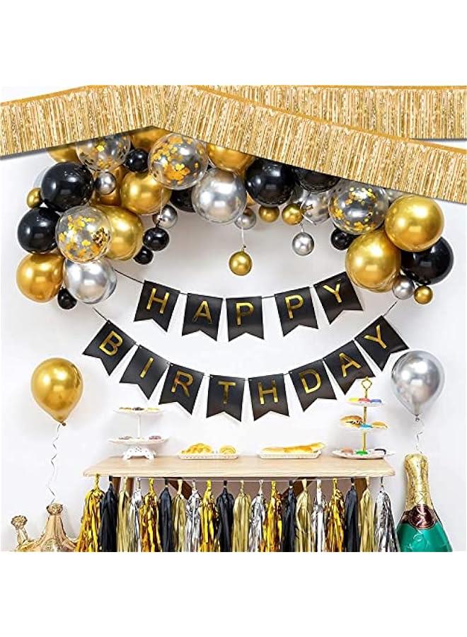 6 Pack 10 Feet Foil Fringe Garland Metallic Tassle Banner Wall Hanging Tinsel Streamers Backdrop for Parade Floats, Bachelorette, Wedding, Birthday Party Decorations(Champagne Gold)