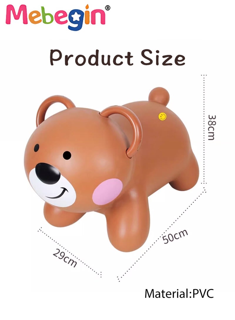 Bouncy Bear with a Pump, Inflatable Ride-on Toy with Adorable Appearance, Durable Bouncy hopper, Inflatable Bouncing Animal with 4-leged Support, No Limited Playing Areas, Ideal Gift for Kids, 38*29*50cm