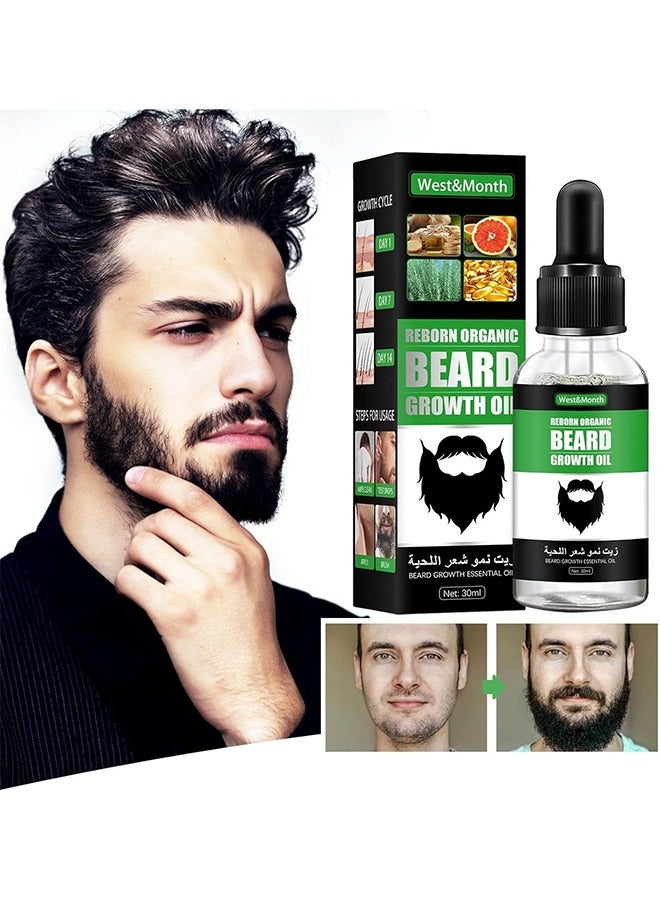 Beard Growth Oil, For Beard More Full And Thick, Beard Growth Serum Of Plant Extraction, Pure Natural Promote Beard And Hair Growth