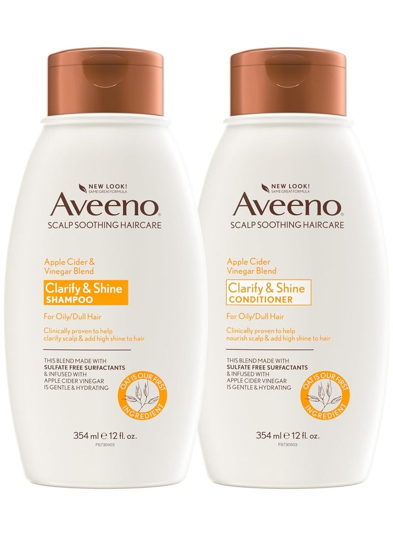 Aveeno Apple Cider Vinegar Shampoo 354ml + Conditioner 354ml Dual Pack