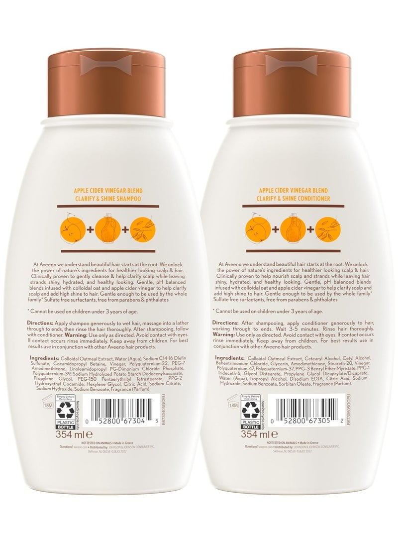 Aveeno Apple Cider Vinegar Shampoo 354ml + Conditioner 354ml Dual Pack