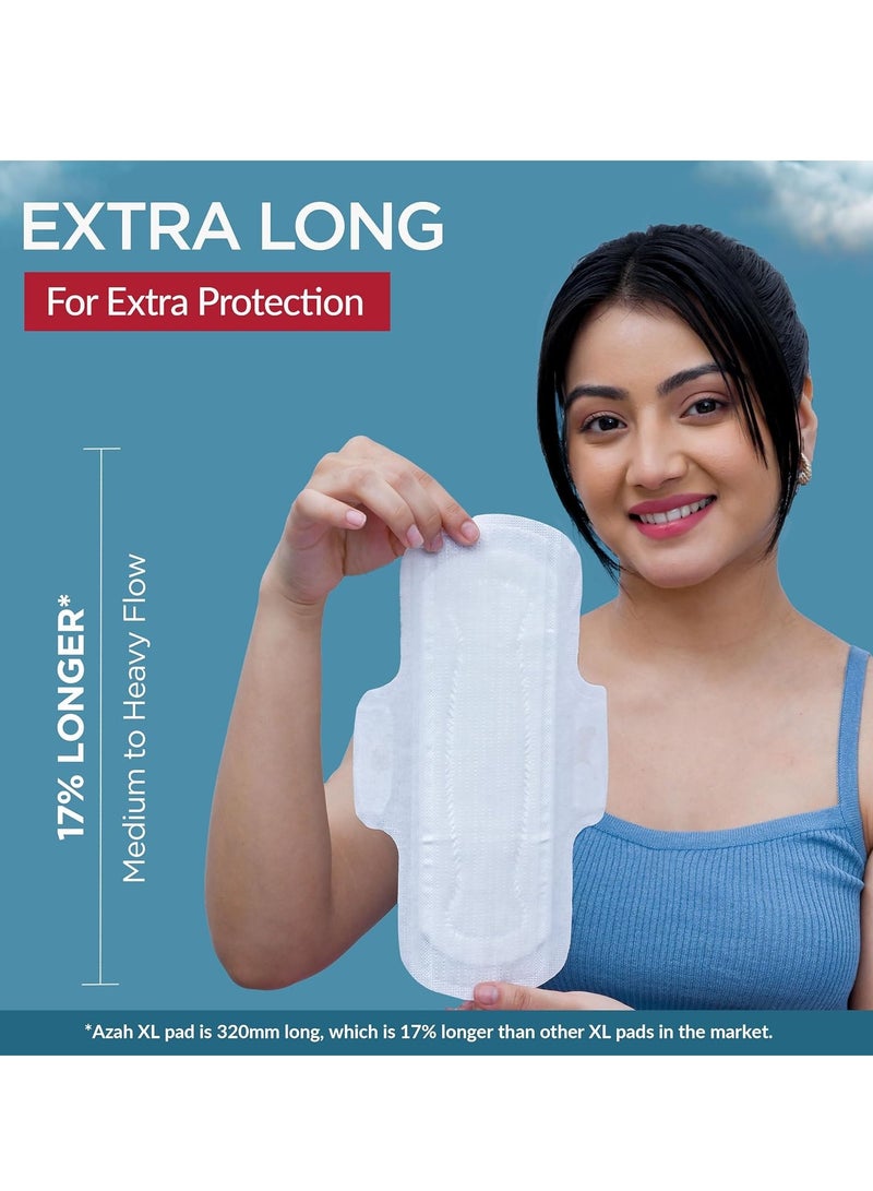 Azah Rash-Free Sanitary Pads for Women Leak Proof (30 XL Pads) | Cottony Soft and Dry Top Cover | Medium to Heavy Flow | Extra Long, Super Absorbent, Toxin Free, Locks Odour | With Disposal Bags