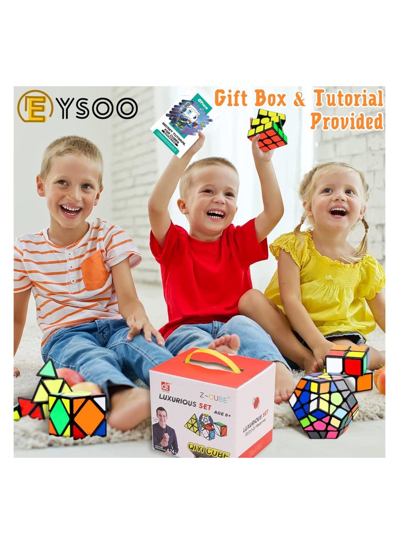 EYSOO Rubik's Cube Set - 8 Pack Magic Cubes (2x2, 3x3, Pyramid, Megaminx)