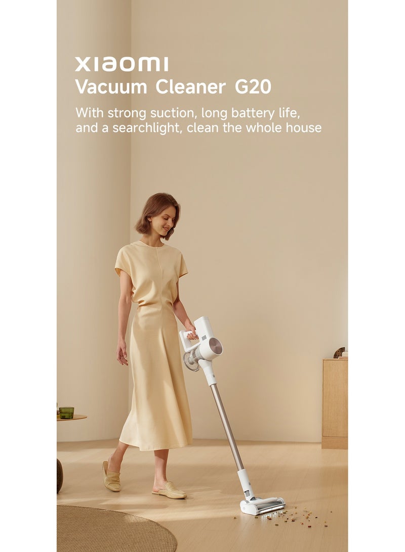 MI Cordless Vacuum Cleaner G20,150AW Maximum Suction Power | LED Searchlight | Ultra-long battery life | 12-cone Dust-air Separation |99.9% High-efficiency Filtering 600 ml 460 W D205 White