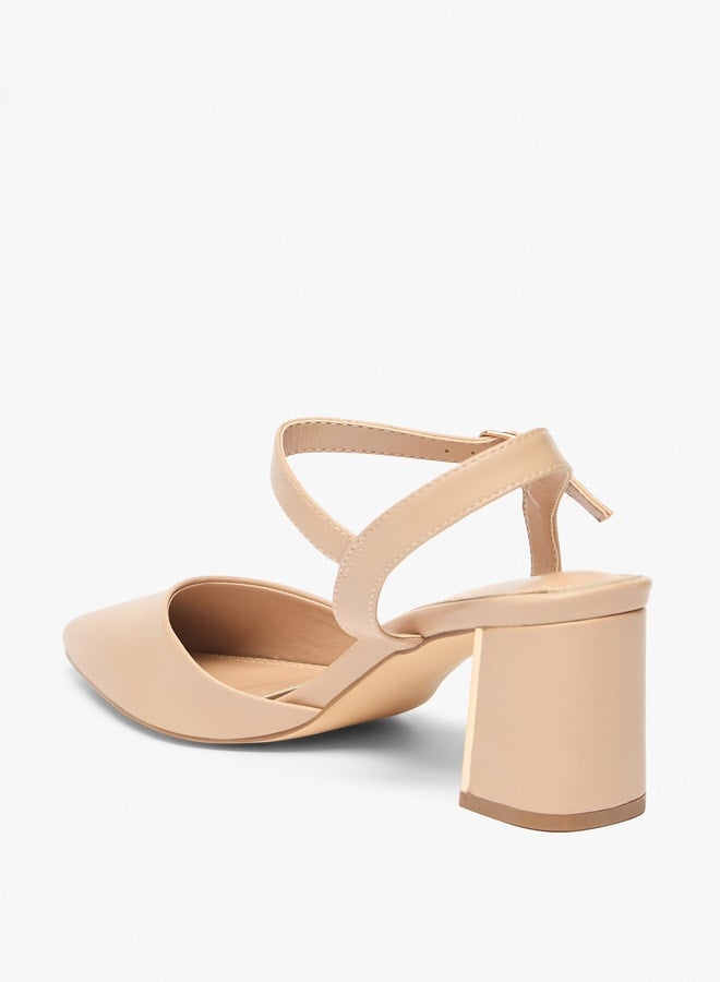 Women's Solid Sandals with Buckle Closure and Block Heels