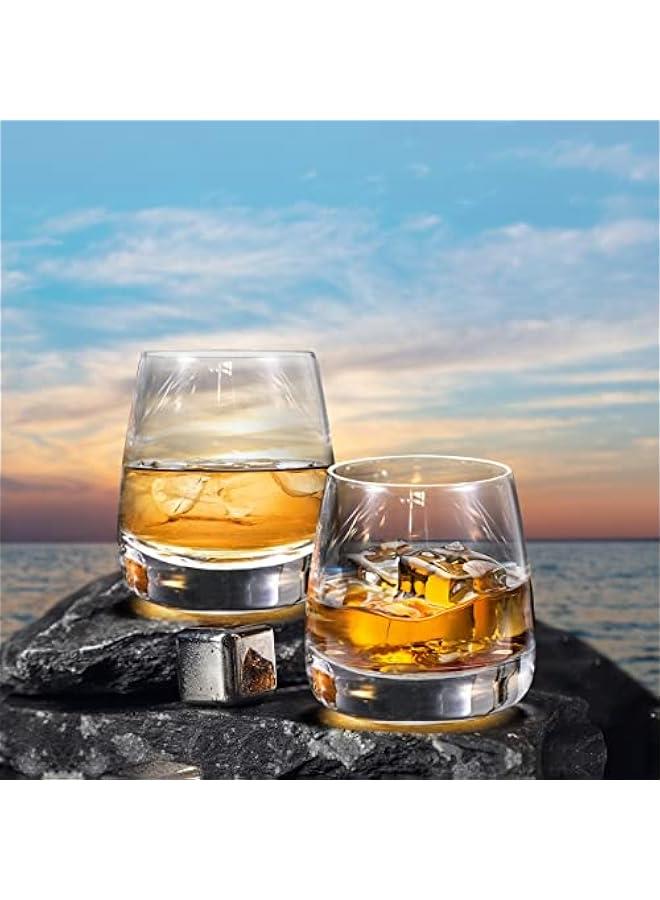 Crystal Whiskey Glasses Premium Old Fashioned Cocktails Glasses-Thick Weighted Bottom Rocks Glasses Hand Blown Scotch Glasses Set of 2  for Cocktail, Bourbon, Scotch Manhattans