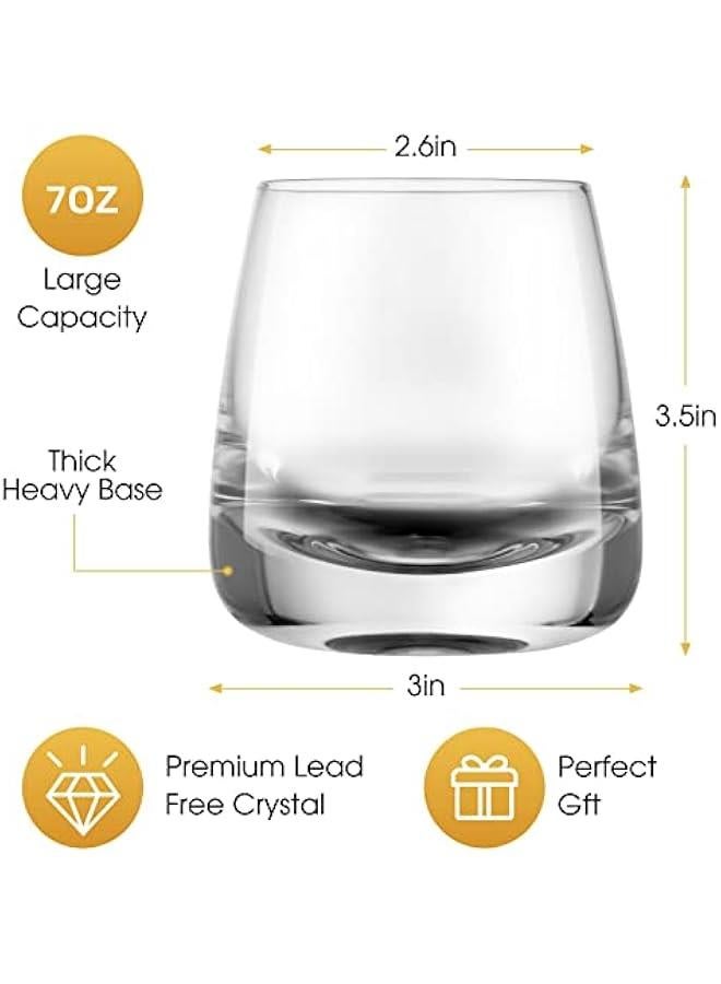 Crystal Whiskey Glasses Premium Old Fashioned Cocktails Glasses-Thick Weighted Bottom Rocks Glasses Hand Blown Scotch Glasses Set of 2  for Cocktail, Bourbon, Scotch Manhattans