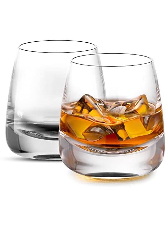 Crystal Whiskey Glasses Premium Old Fashioned Cocktails Glasses-Thick Weighted Bottom Rocks Glasses Hand Blown Scotch Glasses Set of 2  for Cocktail, Bourbon, Scotch Manhattans