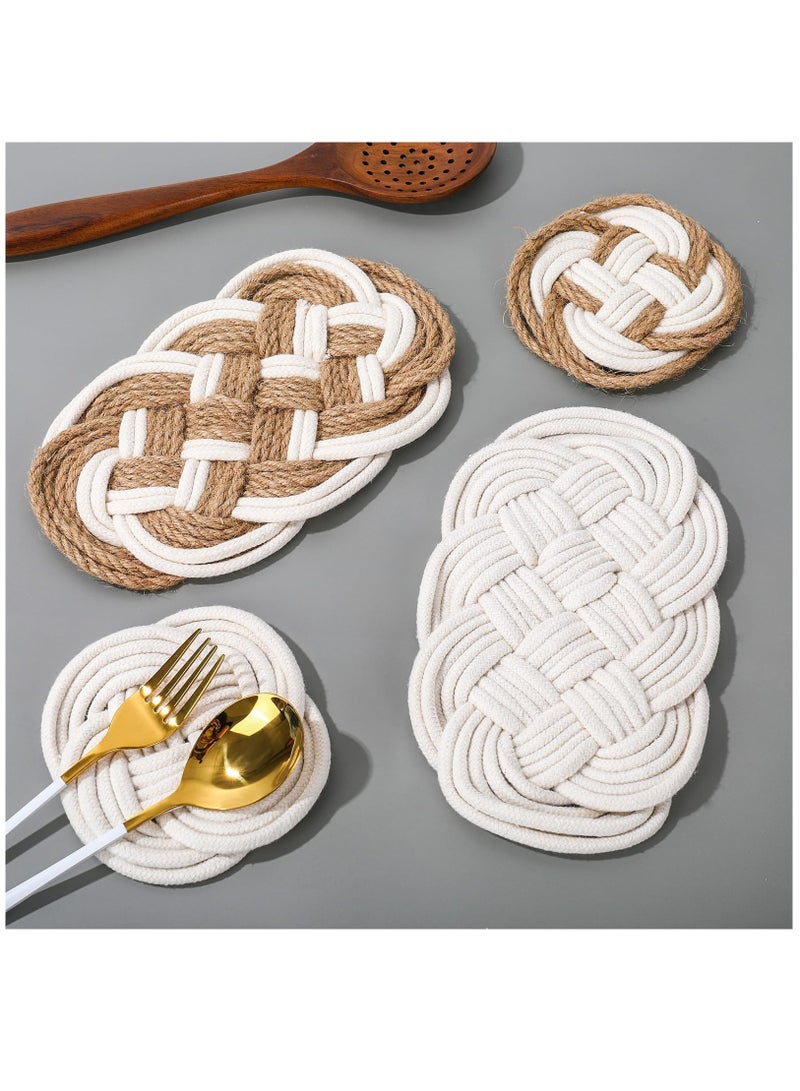 Handmade Jute Coasters Set of Four for Home Kitchen Office Table Decor