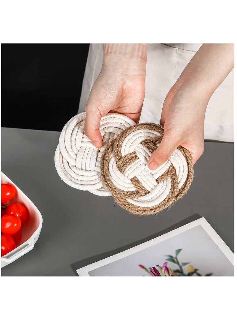 Handmade Jute Coasters Set of Four for Home Kitchen Office Table Decor
