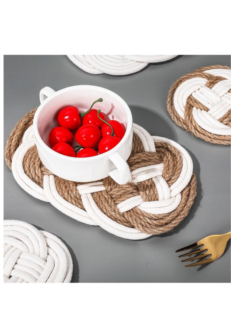 Handmade Jute Coasters Set of Four for Home Kitchen Office Table Decor