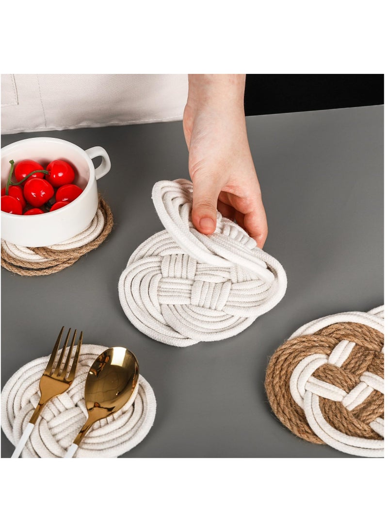 Handmade Jute Coasters Set of Four for Home Kitchen Office Table Decor