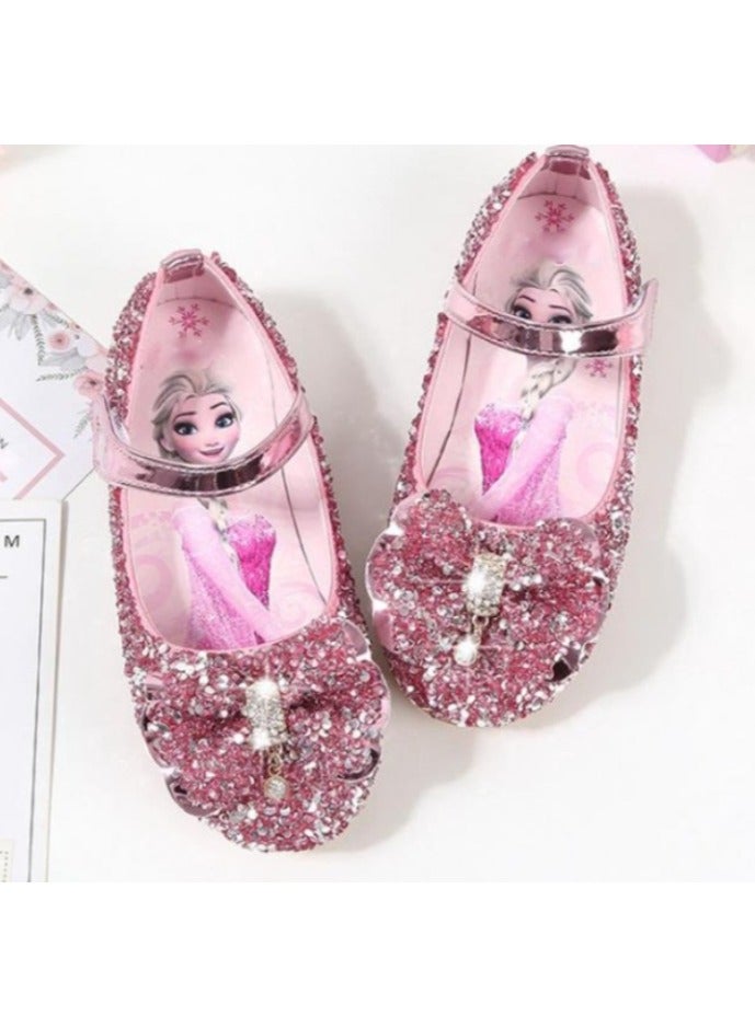 Children's Sandals Girls Rhinestone Bow Princess Shoes Sequined Children's Soft Sole Shoes