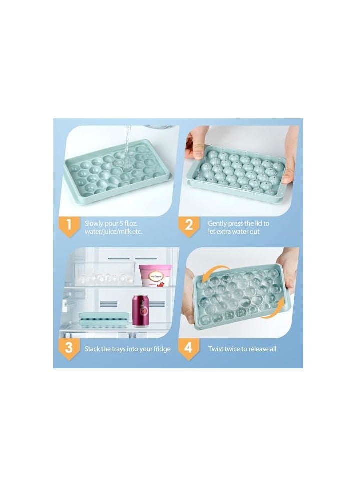 Round Ice Cube Tray with Lid & Bin