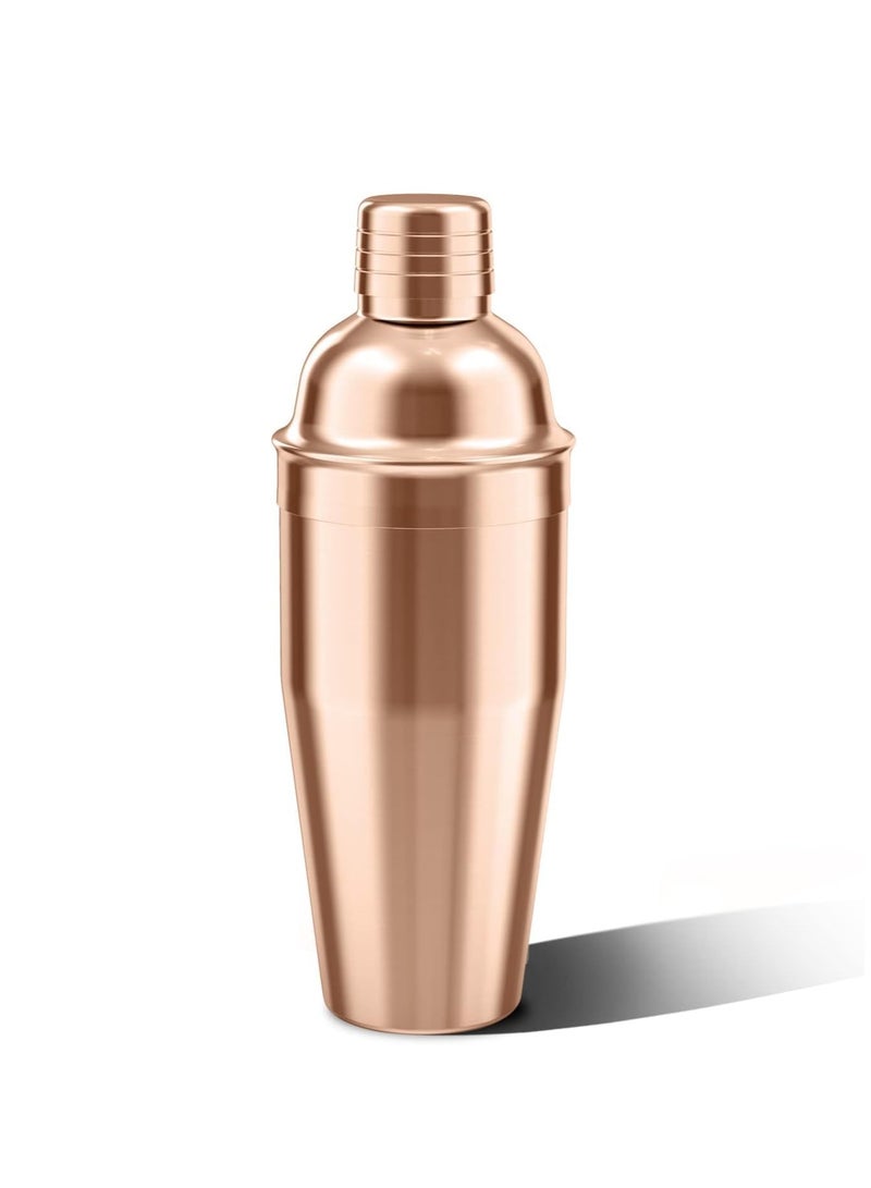 Liying Stainless Steel Cocktail Shaker 500ml, Drink Mixer with Built-in Strainer for Mixing Drinks Margaritas (Rose Gold)