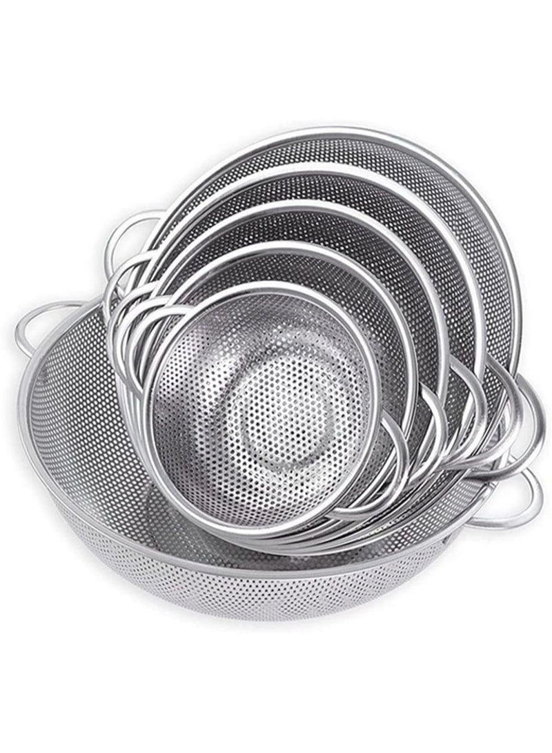 6 piece Vegetable Strainer Sifter Colander Set, Stainless Steel Sink Basket with Handles