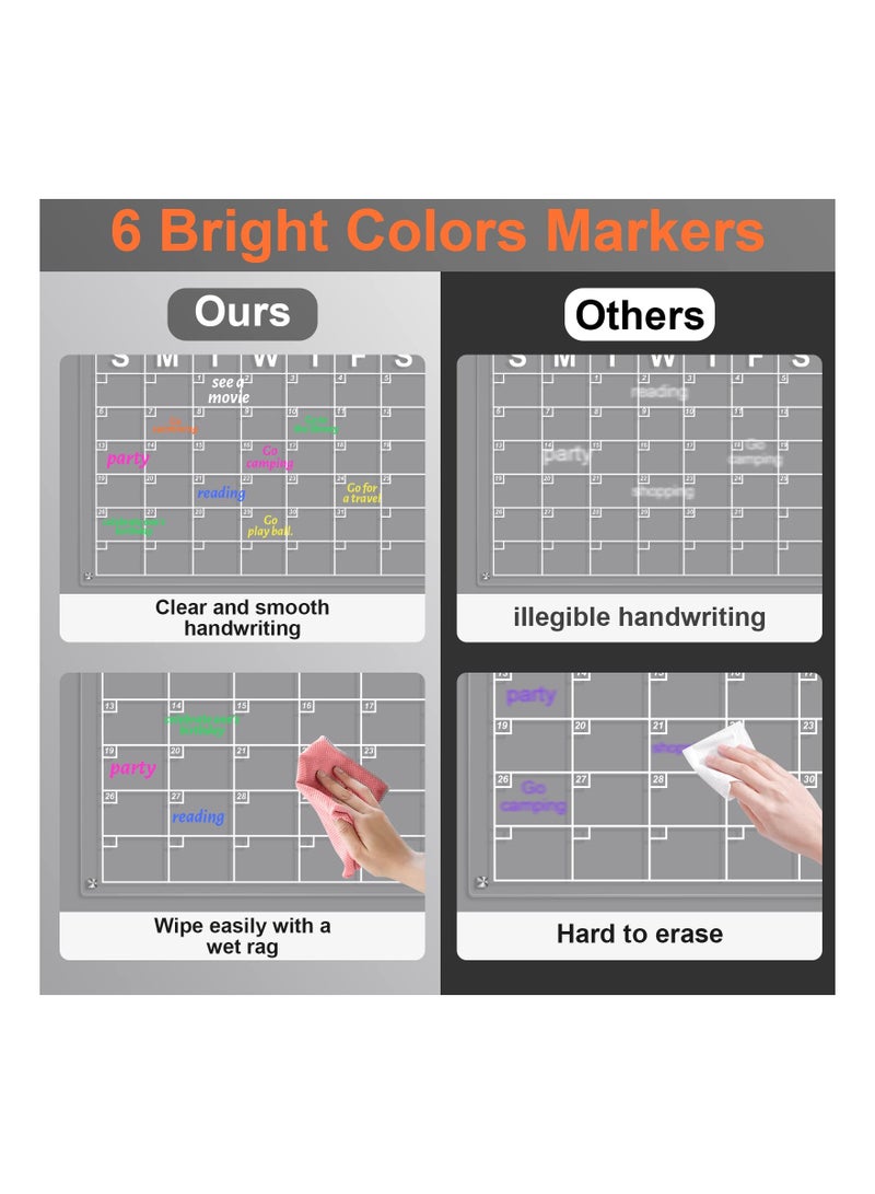 Dry Erase Board Calendar Acrylic Magnetic Dry Erase Board Calendar For Fridge Reusable Clear Dry Erase Board Calendar For Fridge Acrylic Calendar Planner Board For Refrigerator (2 Pieces )