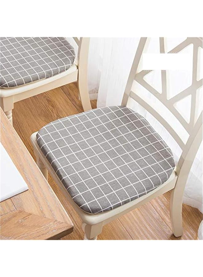 Simple Cotton Linen Kitchen Chair Pads Non Slip Cushion Removable, Washable (Gray 2, Set of 4)