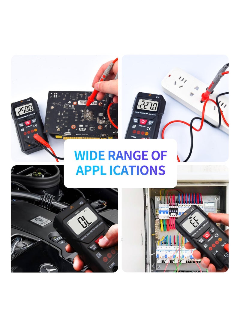 Digital Multimeter, 4000 Counts, Smart Measurement, Auto-Ranging Voltmeter, Voltage Tester with Non-Contact Voltage Function, Measures AC/DC Voltage, Resistance, Continuity for Car Home Appliances