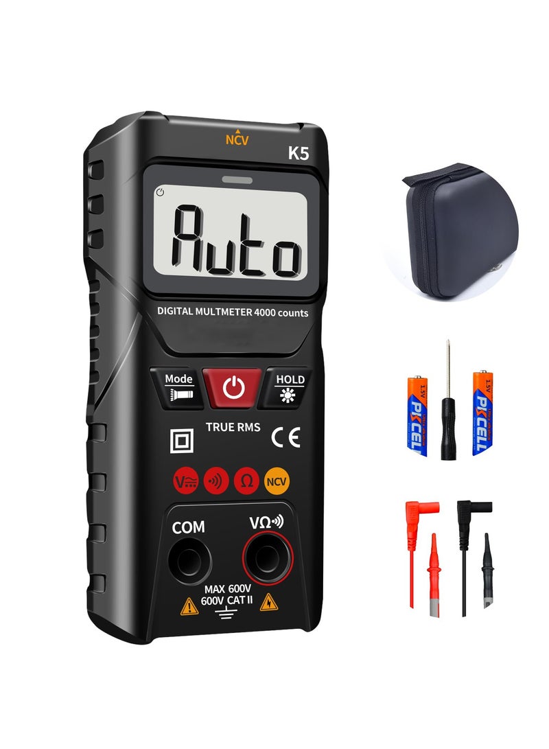 Digital Multimeter, 4000 Counts, Smart Measurement, Auto-Ranging Voltmeter, Voltage Tester with Non-Contact Voltage Function, Measures AC/DC Voltage, Resistance, Continuity for Car Home Appliances