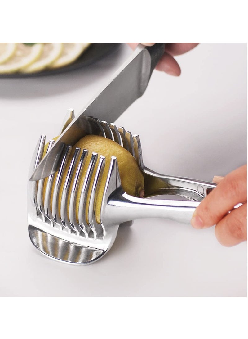Stainless Steel Food Slicer Holder for Safe and Easy Cutting of Fruits and Vegetables
