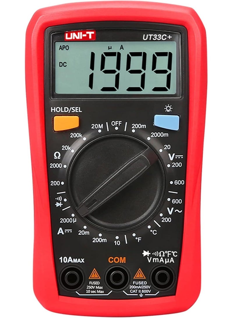 ECVV UT33C Plus Digital Palm Size Multimeter Voltmeter Ammeter Resistance LCR with Backlight