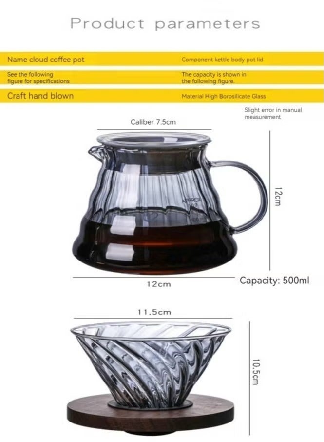 V60 Coffee Maker Drip Set Of 3 With Filter Clear 600 Ml