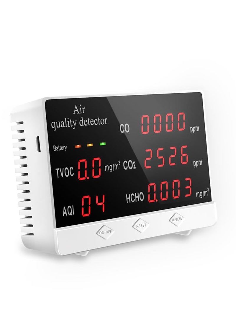 Multifunctional Air Quality Monitor for Home Office and Car, Real Time CO2 Formaldehyde TVOC Detection with Data Recording