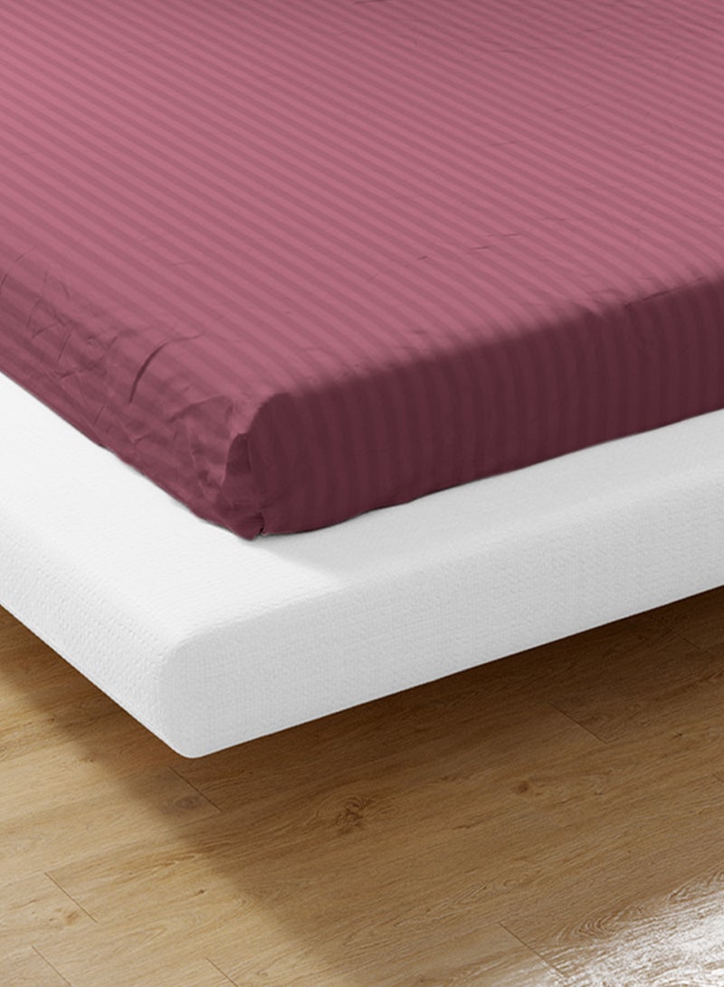 Queen Striped Fitted Sheet with 2 Pillow Case 180 x 200 Cm Maroon