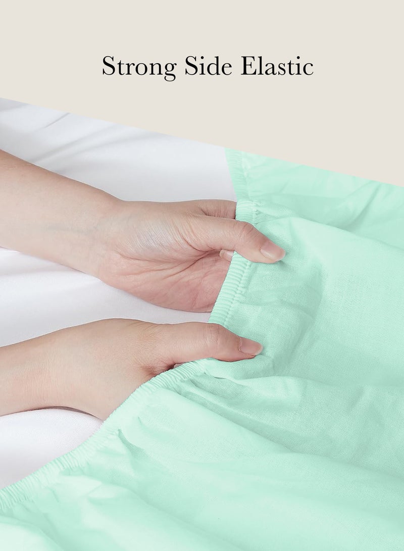Double Plain Fitted Sheet with 2 Pillow Case 160 x 200 Cm Mint Green
