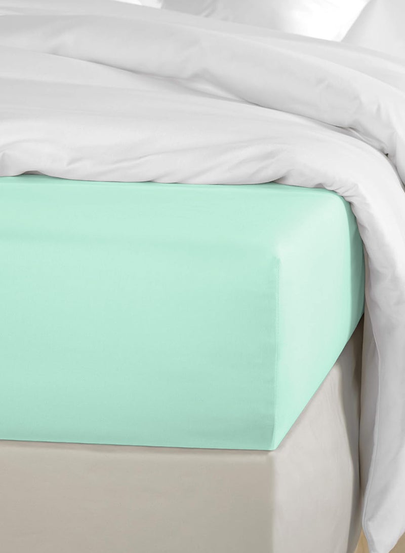 Double Plain Fitted Sheet with 2 Pillow Case 160 x 200 Cm Mint Green