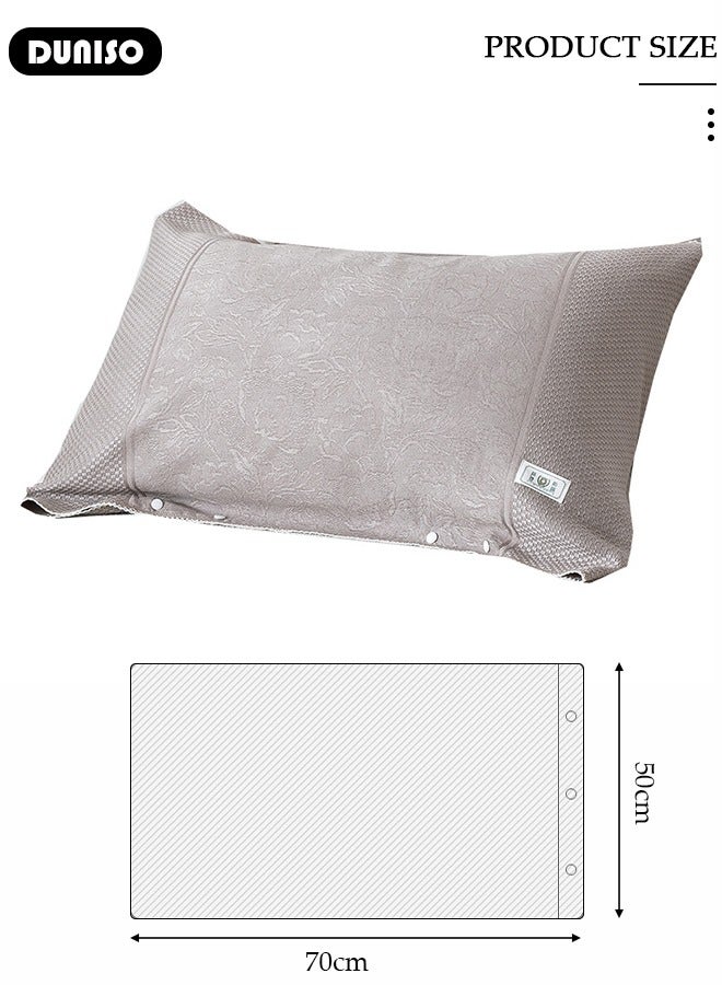 2 Pieces Cooling Pillowcases, Comfortable Breathable Pillow Covers with Button, Anti-slip Detachable Pillow Cases for Dorm Rooms, Guest Room and Bedroom