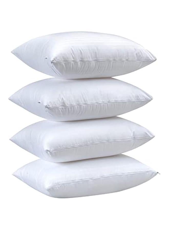 4 Pack Waterproof Feather Proof Pillow Protectors with Zipper on Long Side Queen Size Set of 4 Down Proof Striped Bed Pillow Covers