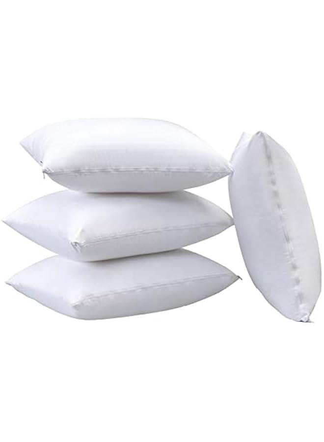 4 Pack Waterproof Feather Proof Pillow Protectors with Zipper on Long Side Queen Size Set of 4 Down Proof Striped Bed Pillow Covers