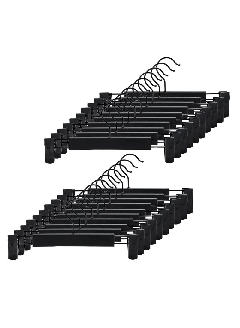 20 Pack Pants Hangers with Adjustable Anti-Rust Clips for Pants Skirts Clothes Hangers Black (20 Pack)