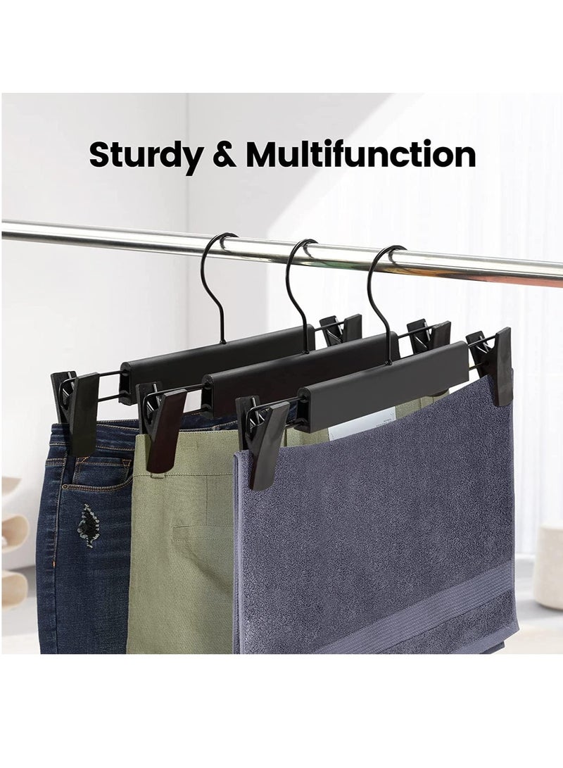 20 Pack Pants Hangers with Adjustable Anti-Rust Clips for Pants Skirts Clothes Hangers Black (20 Pack)